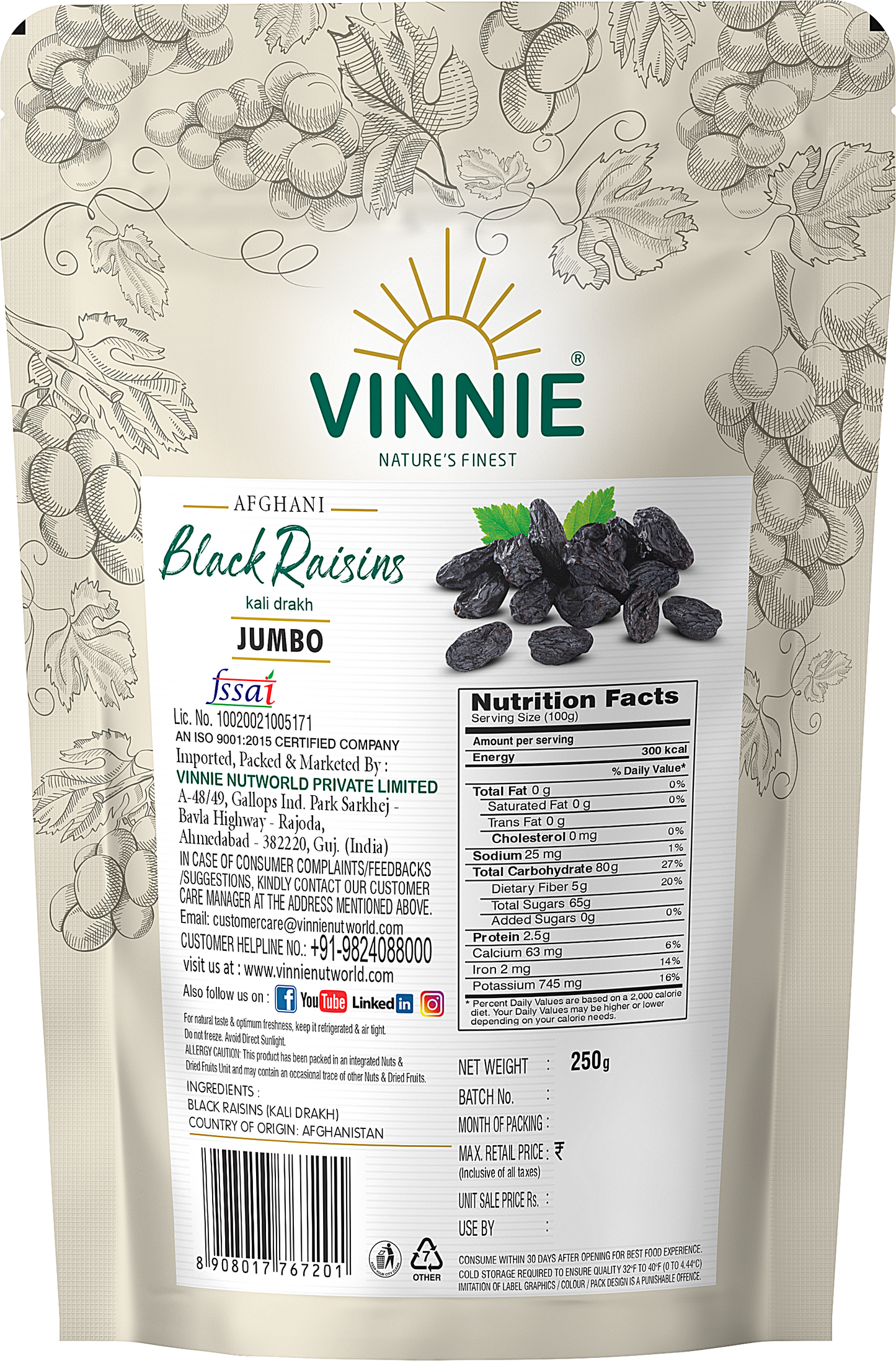 Black Raisins Super Jumbo 250g