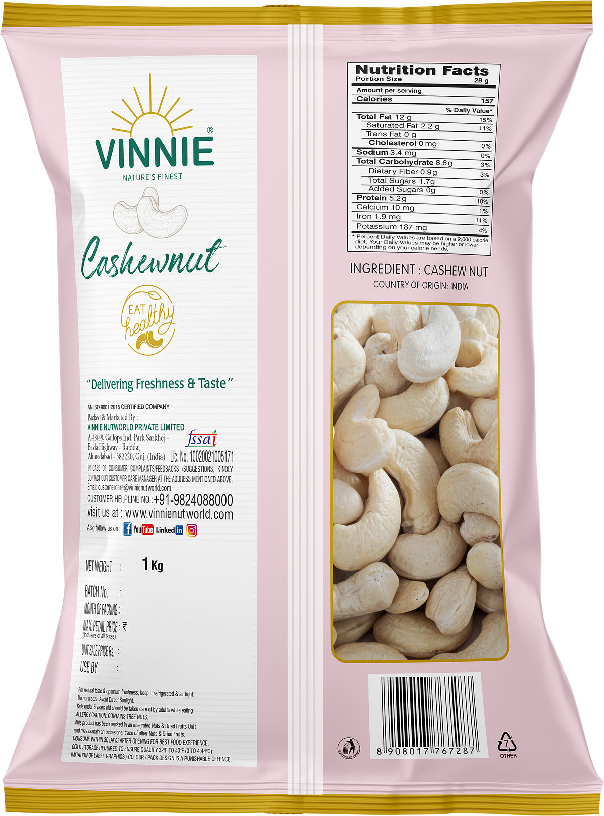 Cashew Natural 1kg Pack