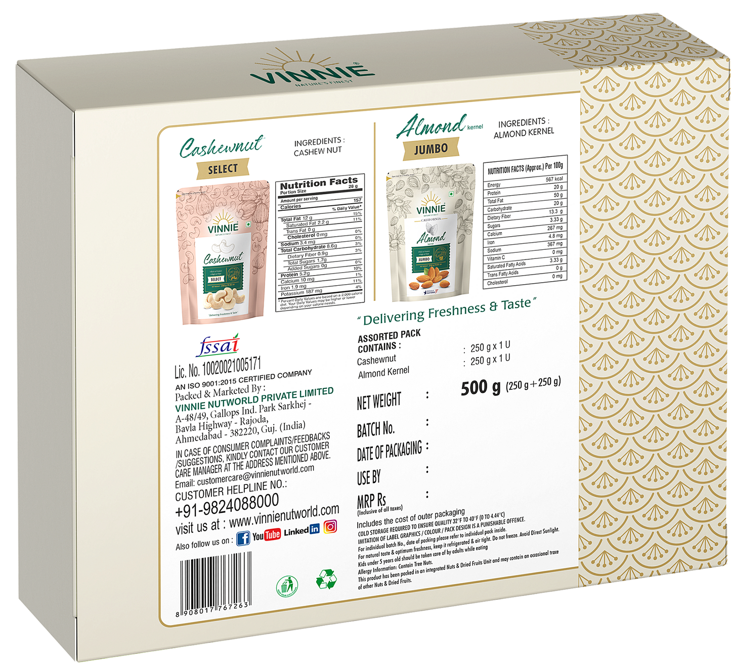 Vinnie Premium Dry Fruit Gift Box - 500gm