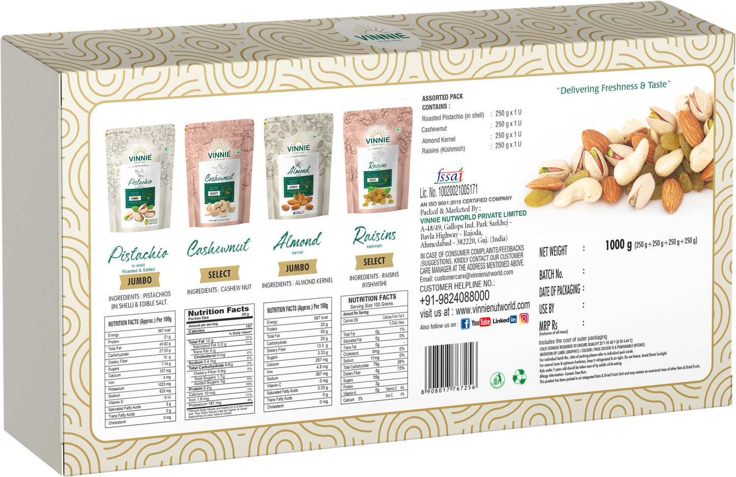 Vinnie Premium Dry Fruit Gift Box - 1kg