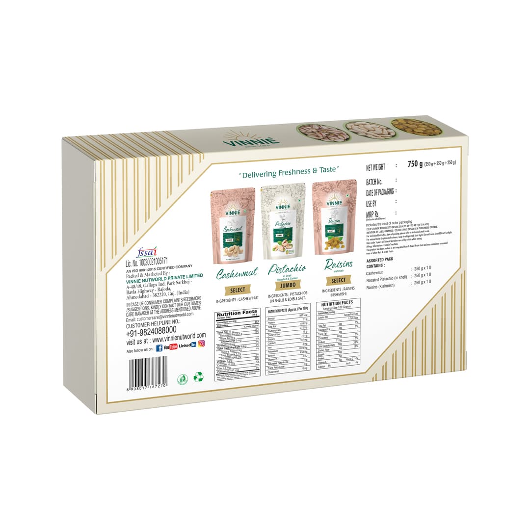 Vinnie Premium Dry Fruit Gift Box - 750gm